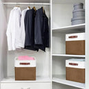 Collapsible Fabric Storage Cubes 11x11 Cube Storage Bins, 4 Pack Closet Baskets Box with Handles for Organizing, Shelf, Toys, Clothes, Home, Office, Nursery (Brown&White) by CozyNest Decor