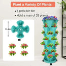 Vertical Planter, 7 Tier Stackable Strawberry Planter with Garden Tool Set, Movable Indoor/Outdoor Garden Herb Pot for Growing Vegetables and Succulents, Teal by CozyNest Decor