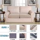 H.VERSAILTEX Super Stretch Individual Seat Cushion Covers Sofa Covers Couch Cushion Covers Slipcover Sets Thick Jacquard Textured Twill Fabric (2 Piece Medium Sofa Cushion Covers, Sand) by CozyNest Decor