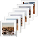 HAUS AND HUES 20x20 White Metal Picture Frames Matted to 16x16 - Features Premium Aluminum & Hanging Hardware, Shatterproof Plexiglass - Ideal for Home, Room, Office (20x20 in, White, Set of 6) by CozyNest Decor