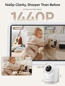 bonoch Add-on Baby Camera Unit for BBM14/BBM16, 1440p HD Video Baby Monitor Camera No WiFi, Security Split-Screen, Auto Night Vision, 4X Zoom, 2-Way Audio, Temperature Sensor, 3 White Noise 3Lullabies by TinyTreasures Baby Boutique
