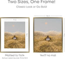 Homeforia 14x17 Picture Frame Bronze, High End Metal 14x17 Brass Poster Frames with Mat 11x14 for Photo, 14 x 17 Frame Matted to 11 by 14 Print, 17x14 Hanging Frame, Tempered Glass, Wall Kit, Set of 1 by CozyNest Decor