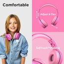LilGadgets Connect+Wired Kids Headphones for School with Microphone, Volume Limiting & Noise Reduction Over-Ear Headset with Cord, SharePort Technology & SoftTouch Padding, Pink - Kid Headphones by TinyTreasures Baby Boutique