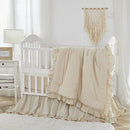 Brandream Gender Neutral Boho Bohemian Baby Girl Boy Nursery Crib Bedding Set 3 Pieces Solid Beige Farmhouse Chic Ruffle Unisex Cozy 100% Washed Cotton by TinyTreasures Baby Boutique