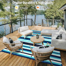 Outdoor Waterproof Rug 8'x10' Plastic Straw Rugs Washable Reversible Floor Mat Blue Stripe Carpet for Camping RV Deck Entryance Porch Picnic Balcony Beach Backyard by GreenHaven Gardens
