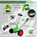 Electric Weed Wacker Eater Cordless Battery Powered, Weed Trimmer 21V Lightweight No-String with 2 Battery Operated & Wheels, 3 in 1 Stringless Grass Trimmer/Edger/Brush Cutter for Garden Yard Lawn by GreenHaven Gardens