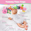 Baby Toys 6-12 Months Music Caterpillar Infant Toys Stuffed Animals 0-3-6 Months Teething Tummy Time Sensory Toys with Mirror Rattle&Pull String for Boys Girls Birthday Gifts|Candy Pink,Leafy by TinyTreasures Baby Boutique