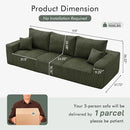 Boneless Cloud Couch Sofa for Living Room, 112" 3 Seater Green Modern Lounge Sleeper Couch, No Assemble, Cordury Compression Upholstered Couches by CozyNest Decor