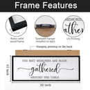The Best Memories are Made Gathered Around The Table Sign Framed Wall Art, 32''×12'' Rustic Horizontal Plaque with Black Frame for Dinning Living Room, Farmhouse Long Home Family Wood Sign Wall Decor by CozyNest Decor