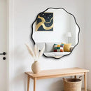 Fabuady Black Round Wavy Edge Mirror - 30'' Circle Wall Mirror with Metal Frame, Decorative Hanging/Leaning Mirror for Bathroom, Bedroom, Living Room, Hallway, Entryway, Office, Home Decor by CozyNest Decor