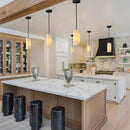 Alabaster Pendant Light Kitchen Island, H-9.5in Black Pendant Light Fixtures with Natural Marble Shade, Adjustable Ceiling Pendant for Dining Room, Living Room, Bedroom & Bathroom by CozyNest Decor