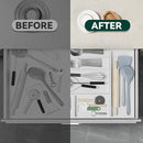 Bamboo Drawer Organizer, Cutlery Silverware Organizer for Kitchen Drawer, Stackable Utensil Organizer, 2 Pcs Flatware Organizer for Drawer, Wooden Storage Box Tray (White, 12 X 6 X 2 Inch) by CozyNest Decor