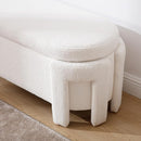 Modern Upholstered Storage Bench, Boucle Sherpa Fabric 50" Long Entryway Bench with Storage and Seating, Comfy Cute Ottoman Bench for Living Room/End of Bed/Hallway, White by CozyNest Decor