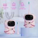 Sensory 360 Round U-Shaped Astronaut Design Mouthguard Electric Toothbrush for Kids Ages 2-7 - Automatic Memory Function - 5 Modes Toothbrush with Multiple Heads – Kids Travel Essentials (Pink) by TinyTreasures Baby Boutique