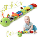 Baby Toys 0 to 12 Months, Musical Stuffed Animal Activity Soft Toys with Multi-Sensory Crinkle, Rattle and Textures, Infant Tummy Time Toys for Newborn Boys Girls, Caterpillar, Green by TinyTreasures Baby Boutique