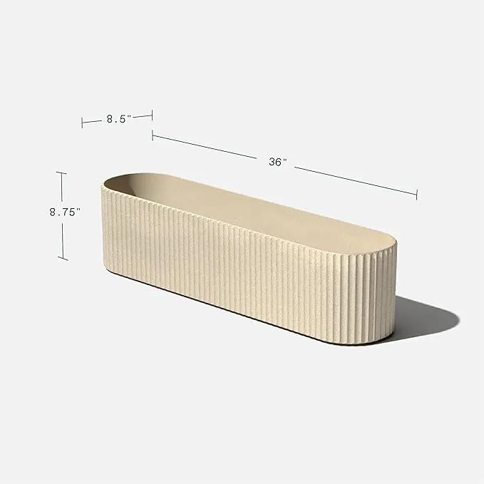 Veradek Demi Series Window Box Planter - Long Planter Box for Windowsill/Balcony | Durable Plastic-Stone Composite Material | Modern Décor for Flowers/Herbs, photo 2 of 9