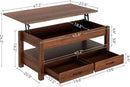Rolanstar Coffee Table, 47.2" Lift Top Coffee Table with Drawers and Hidden Compartment, Retro Central Table with Wooden Lift Tabletop, for Living Room,Espresso by CozyNest Decor