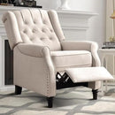 EBELLO Pushback Recliner Chair, Fabric Armchair Push Back Recliner with Rivet Decoration, Mid Century Wingback Accent Chair for Living Room, Bedroom, Beige by CozyNest Decor