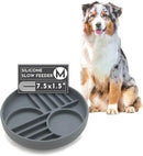 The Slowdown Bowl Silicone Slow Feeder for Dogs & Puppies, Slow Eating Modern Lick Mat Design, Reduces Gulping, Fits 2 Cups 7.5” Across x 1.5” Tall, Mealtime Challenge, Medium-Charcoal by CozyNest Decor