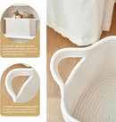 3 Packs Cotton Rope Woven Basket With Handles for Shelves -15"*10.2"*9.1"(White) by TinyTreasures Baby Boutique