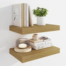 Marsmiles 16" Floating Shelves for Wall, Wooden Shelves with Invisible Brackets Set of 2, Rustic Farmhouse Wall Mounted Shelf for Kitchen Bathroom Living Room Study, Natural Oak