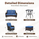 Outdoor Patio Furniture Set - 7 Piece Brown Wicker Conversation Patio Furniture Set All Weather Swivel Chairs with Ottoman and Loveseat Glider Chair for Deck Balcony Backyard by GreenHaven Gardens