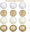 Paper Lanterns Gold White Round Hanging Chinese Lanterns for Wedding Birthday Party Boho Baby Shower Decorations Pack of 12 by CozyNest Decor