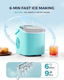 EUHOMY Countertop Ice Maker Machine with Handle, 26lbs Per Day, 9 Ice Cubes Ready in 6 Mins, Auto-Cleaning Portable Ice Maker with Basket and Scoop, for Home/Kitchen/Camping/RV (Green) by CozyNest Decor