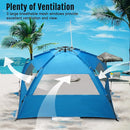 WhiteFang Deluxe Pop Up Beach Tent Sun Shade Shelter for 3-4/5-6 Person, UV Protection, Extendable Floor with 3 Ventilating Windows Plus Carrying Bag, Stakes, and Guy Lines by TinyTreasures Baby Boutique