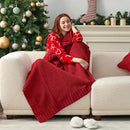 Amélie Home Chenille Knit Throw Blanket for Couch, Chevron Texture Decorative Soft Blanket for Sofa, Bed & Chair, 50"x60", Red by CozyNest Decor