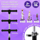 3-Wheel Light-Up Kids Scooter, 20 Different Light Patterns,Three Adjustable Heights,Lean to Steer, Balance Scooter for Ages 3-8 by TinyTreasures Baby Boutique