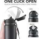 Enerbone 32 oz Insulated Water Bottle, Stainless Steel Bottle with Carrying Strap, Double-Wall Vacuum Insulation Design, Leakproof Sports Bottle with Straw, Keep Drinks Cold or Hot for Hours by CozyNest Decor