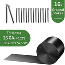 Worth Galvanized Steel Landscape Edging 4.5" x50' Metal Garden Edging Roll Flexible Bender Border with 16Pcs Stakes for Lawn, Flower Bed Edges, Black by GreenHaven Gardens