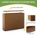 FENCY Metal Rectangular Planter Box for Outdoor - Large Planters with Drainage Holes (35.4" L x 9" W x 25.6" H, Brown) by CozyNest Decor