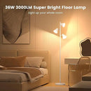 36W LED Tree Floor Lamp, Dimmable Tall Standing Lamp with Remote & Touch Control, 4 Color Temperatures Bright Floor Lamp, 3 Rotatable Light Modern Floor Lamps (White) by CozyNest Decor