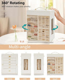 AKOZLIN Jewelry Box 6-Tier Organizer Functional 360° Rotating Jewelry Storage Case for Women Girls Ring Necklace Earring Bracelet Holder with Mirror by TinyTreasures Baby Boutique