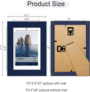4x6 Picture Frame Set of 4, 4 x 6 Wood Photo Frames with Mat for 3.5x5, Natural Wooden Frame with Real Glass Cover for Wall and Tabletop Display,Blue by CozyNest Decor