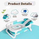 AVIDOR Baby Bathtub,Collapsible Bathtub for Newborn to Toddler,Durable Essential Infant Bath Tub,Portable Travel Baby Tub with Soft Bath Net,No-Slip Feet and Dinosaur Shaped (Light Blue) by TinyTreasures Baby Boutique