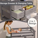 YUFU Baby Changing Table, Diaper Changing Station with 6 Storage Drawers and Changing Pad, Changing Table Dresser, Gray by TinyTreasures Baby Boutique
