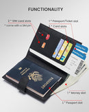 RFID Slim Passport Holder for Man & Women, Compact Leather Passport Wallet with Card Holders SIM Slots, Zippered Coins Pocket and Cash Holder Travel Passport Cover Case, Black by TinyTreasures Baby Boutique