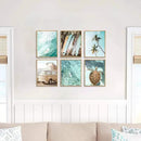 Laywhq Coastal Beach Wall Art Summer Ocean Surf Tropical Canvas Wall Decor Summer Nautical Palm Tree Turtle Surfboard Bus Room Paintings Prints Posters for Bedroom Living Room Set of 6 8x10in Unframed by CozyNest Decor