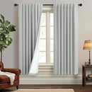 Light Grey Living Room Blackout Curtains 63 Inch Length 2 Panel Modern Farmhouse Dove Gray Black Out Curtains Linen Thermal Insulated Dining Room Darkening Long Drapes for Bedroom Bay Window Kitchen by CozyNest Decor