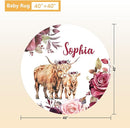 Custom Baby Crib Bedding Set, 5 Pcs Personalized Name Baby Crib Sets for Infant Toddler, Purple Highland Cow Nursery Bedding Set for Baby Girls, Double Layer Baby Bedding Sets Customized Gifts by TinyTreasures Baby Boutique