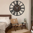 LEIKE 32" Oversized Large Wall Clocks,Silent,Non Ticking,Battery Operated Modern Round Big Wood Decorative Metal Wall Clock for Living Room, Bedroom,Kitchen,Farmhouse,Office Decor - Black,32 Inch by CozyNest Decor