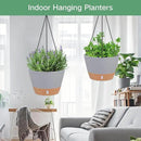 QCQHDU 2 Pack 10 inch Hanging Planters for Indoor Plants, Outdoor Hanging Baskets, Self Watering Pots with Drainage Holes & Removable Tray (Light Grey, 10 inch) by GreenHaven Gardens