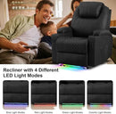 AHMED Power Recliner Chair with Vibration Massage & Heat for Adults, Faux Leather Home Theater Seating with Cup Holders/LED Lights/USB Ports/Side Pockets for Living Room, Black by CozyNest Decor