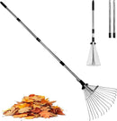 2 Pack Garden Rake for Leaves,Heavy Duty Metal Adjustable Leaf Rake for Lawns,Long Handle 33"-69" with Expandable Head 8"-15",Garden Tools for Yard Lawn Shrub Garden Beds by GreenHaven Gardens
