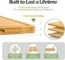 Chopping Board Duo 2-Pcs Natural Bamboo With Juice Channels & Knife-Friendly Finish For Versatile Kitchen Use, Ideal Charcuterie & Chopping Multi-Use by GreenHaven Gardens