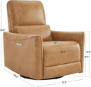 CHITA Power Recliner Chair Swivel Glider, FSC Certified Upholstered Faux Leather Living Room Nursery Reclining Sofa Chair with Lumbar Support, Cognac Brown by CozyNest Decor