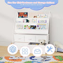 NACHES 3-Tier Kids Bookshelf with 5 Fabric Drawers, Metal Toy Storage Organizer for Kids Room, Living Room & Study Room, White (White) by TinyTreasures Baby Boutique